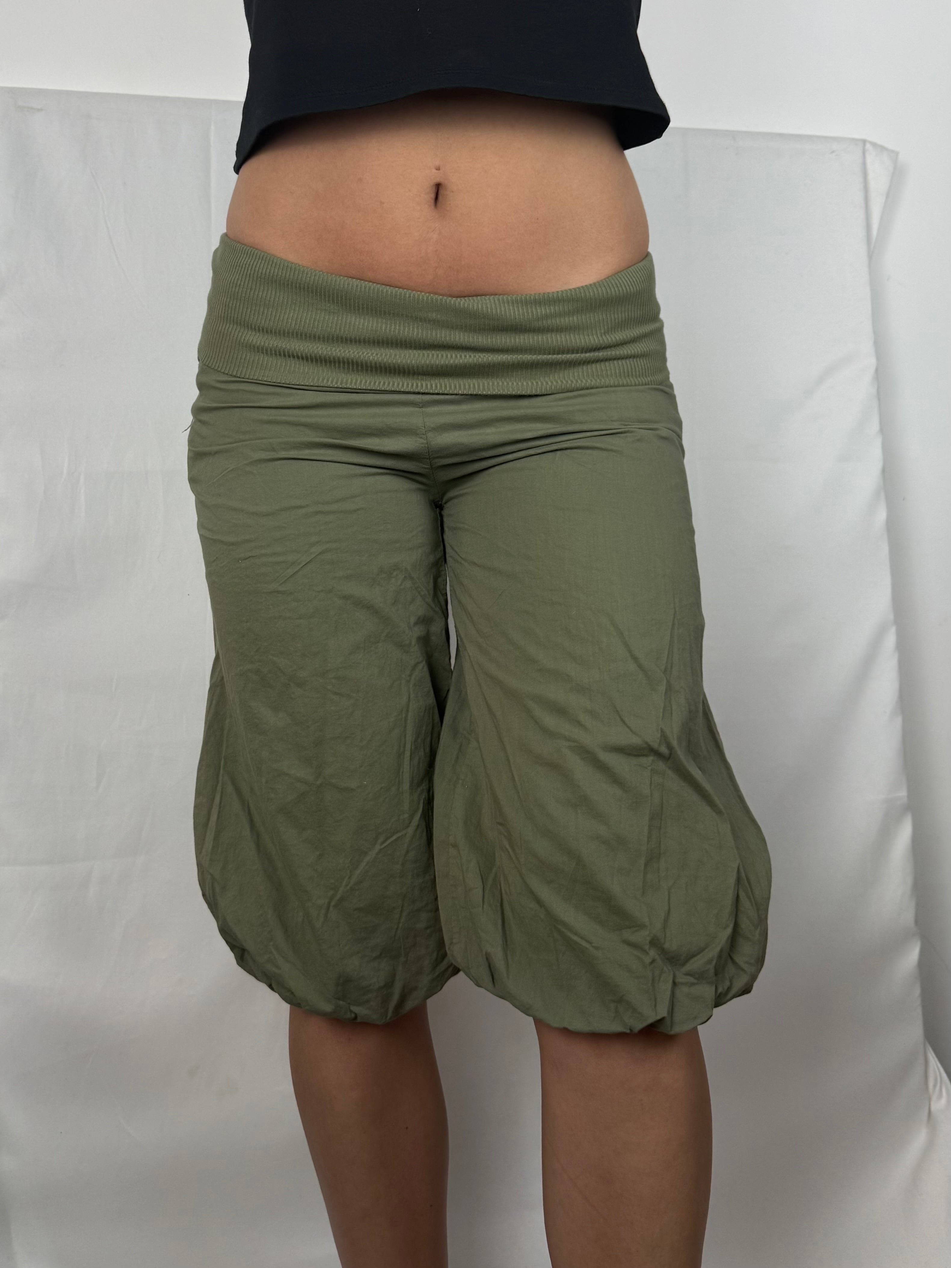 Khaki cotton low waist sirwal capri pants (S)