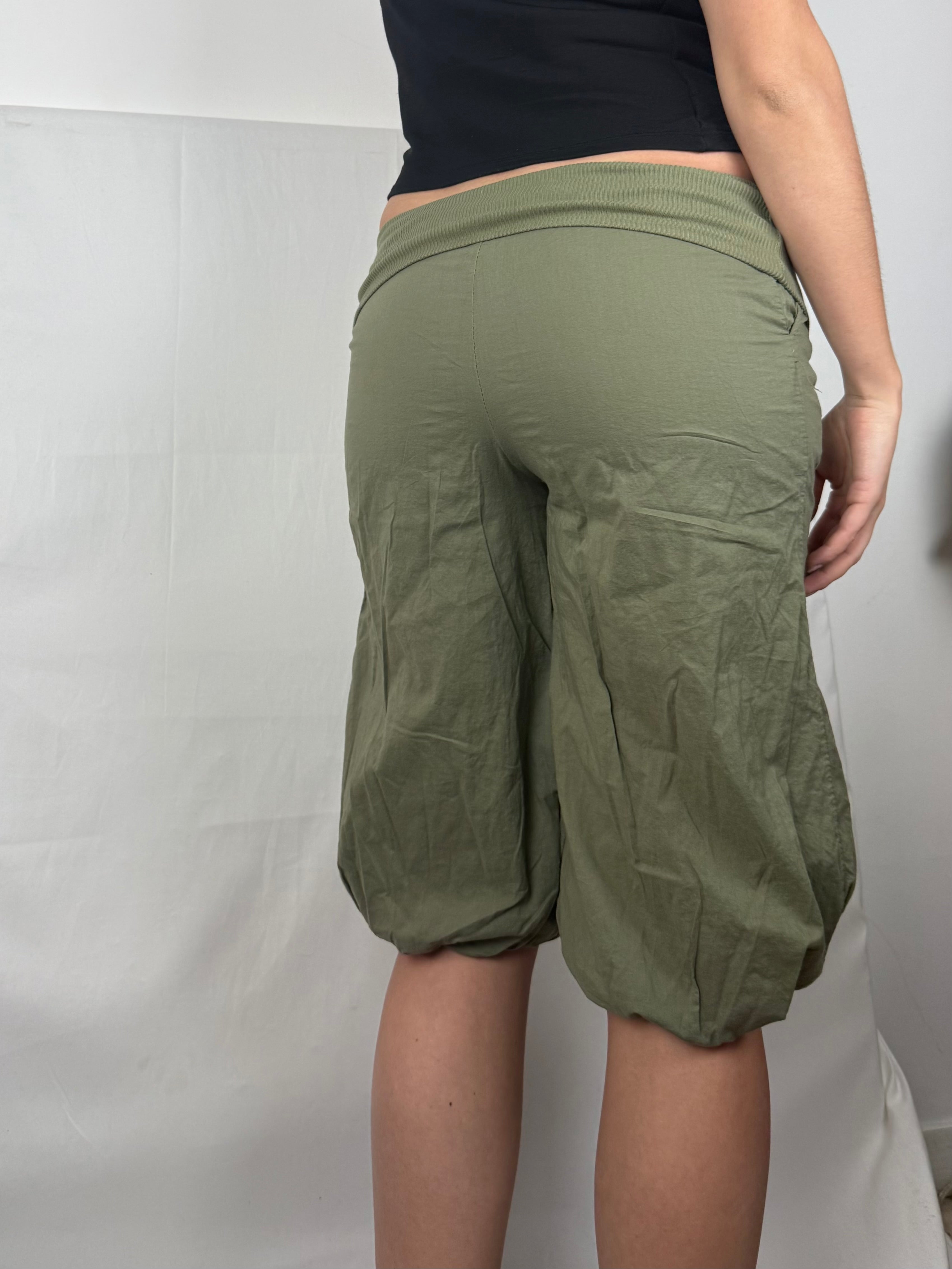 Khaki cotton low waist sirwal capri pants (S)