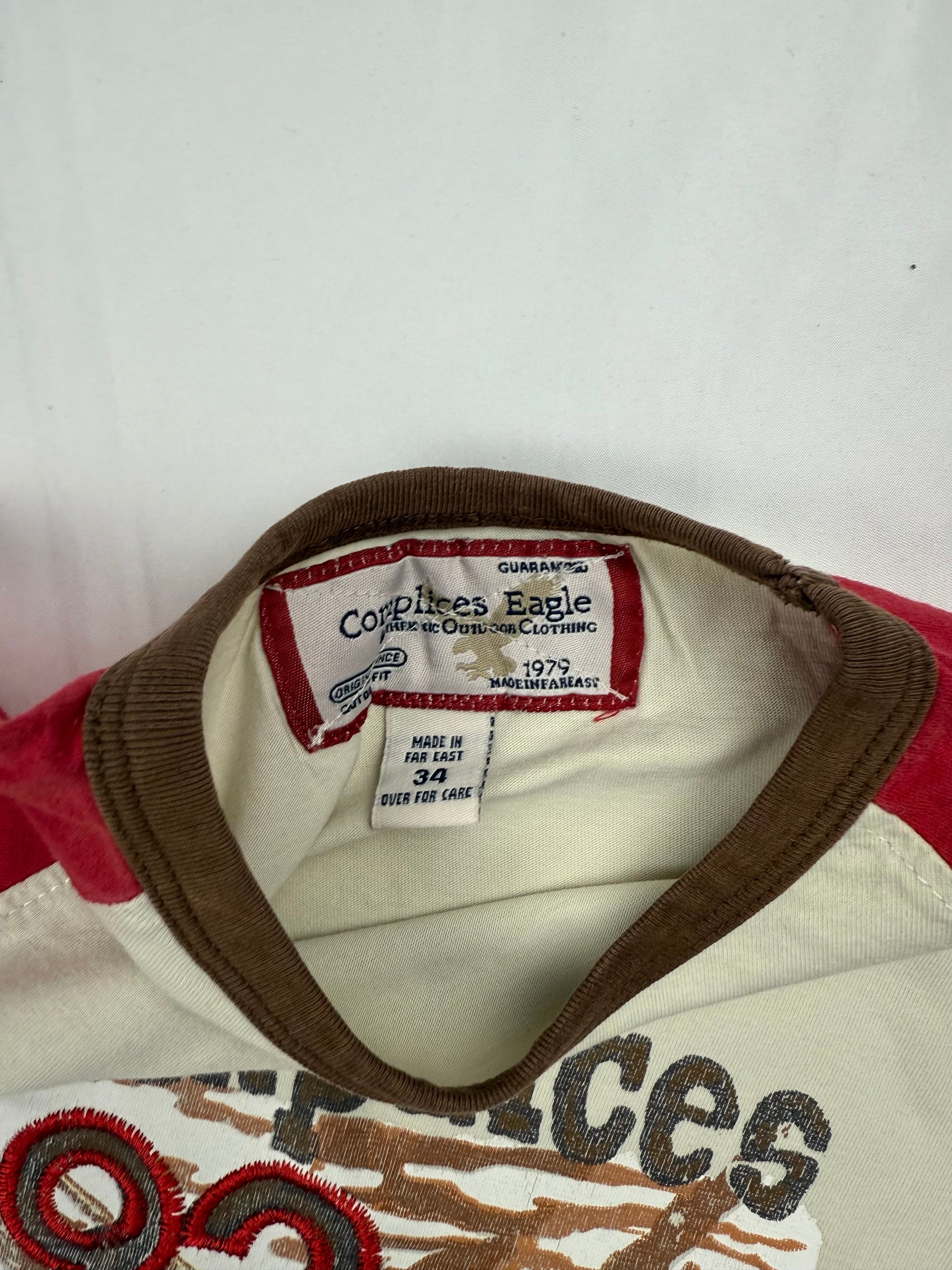 Cream red graphic logo cotton tee (S)