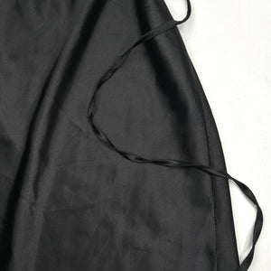 Black satin belt midi dress (S/M)