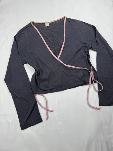 Grey tie up cardigan long sleeves top (M)