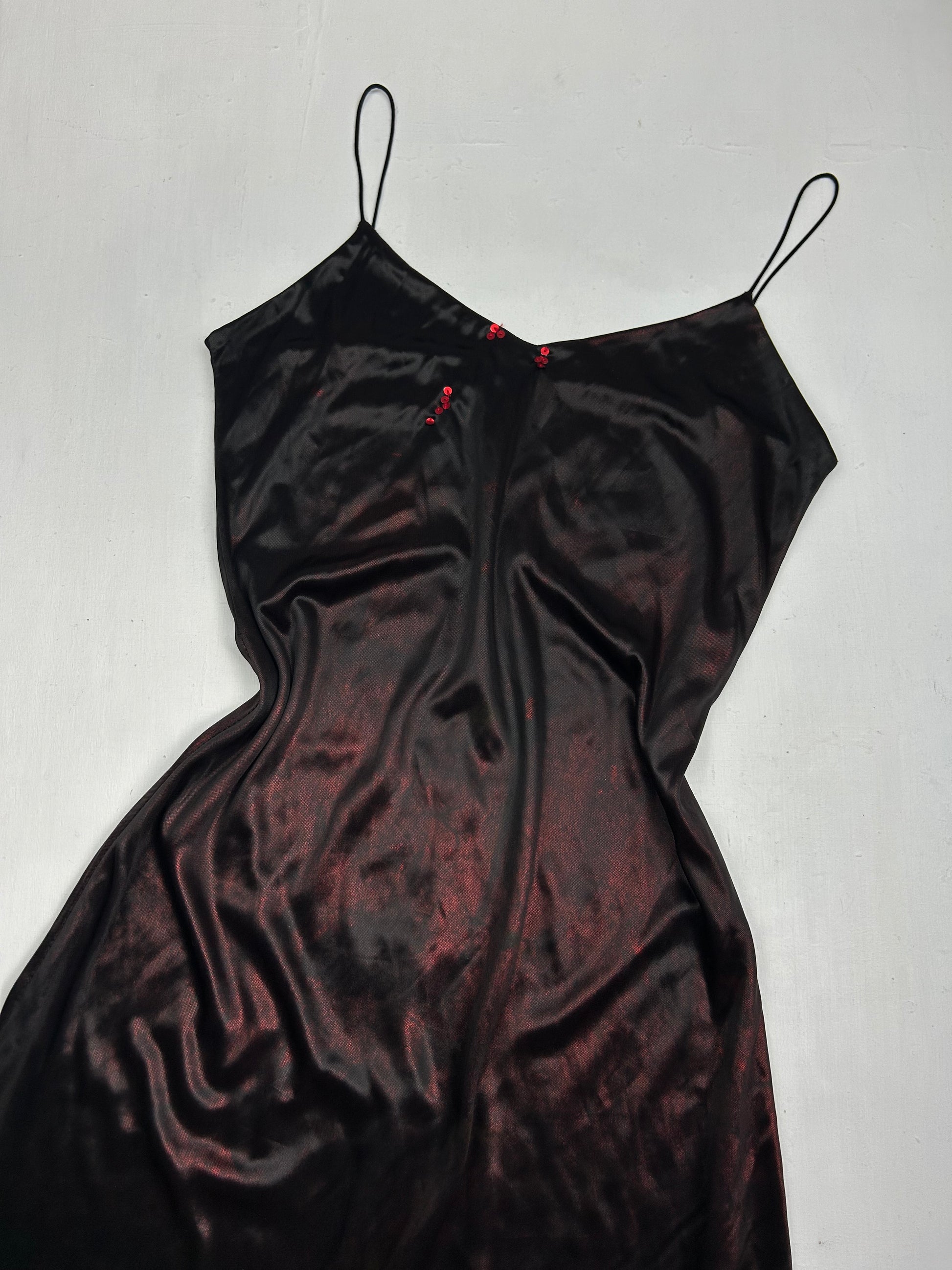 Burgundy metallic mini cami dress (S/M)