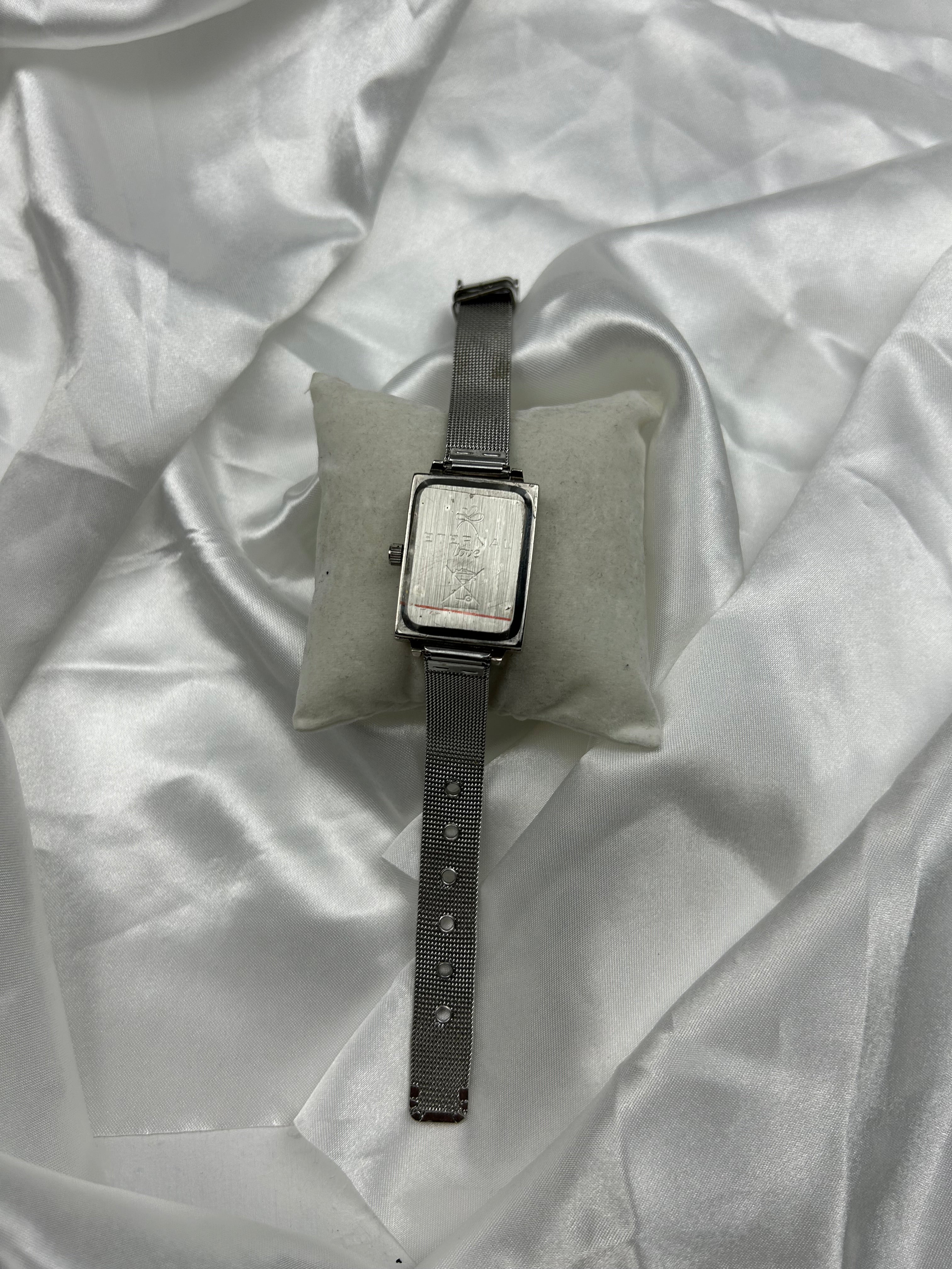 Vintage stainless steel strass silver belt watch jewelry