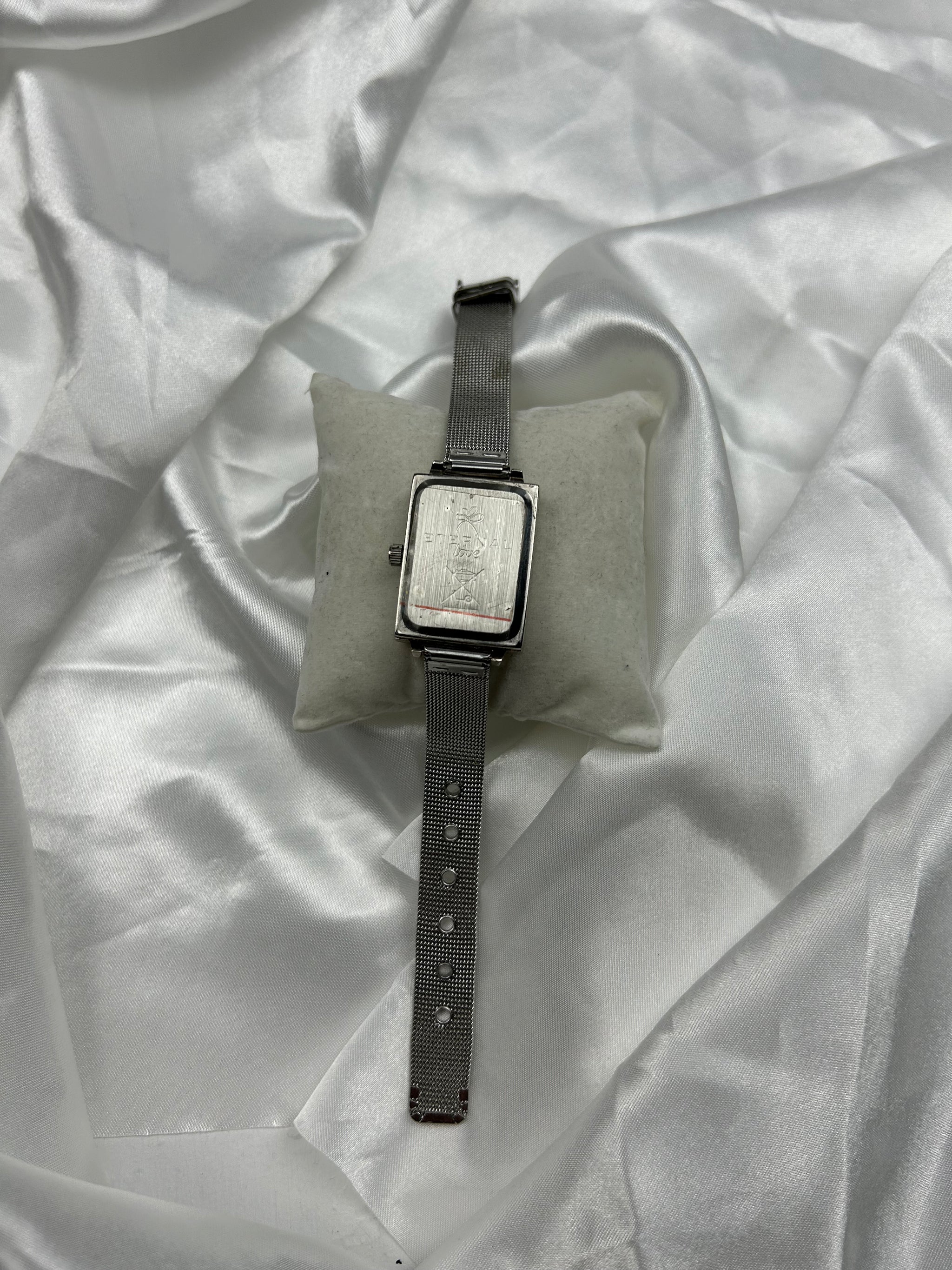 Vintage stainless steel strass silver belt watch jewelry