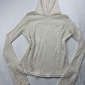 White turtleneck bi fabric mesh jumper (S)