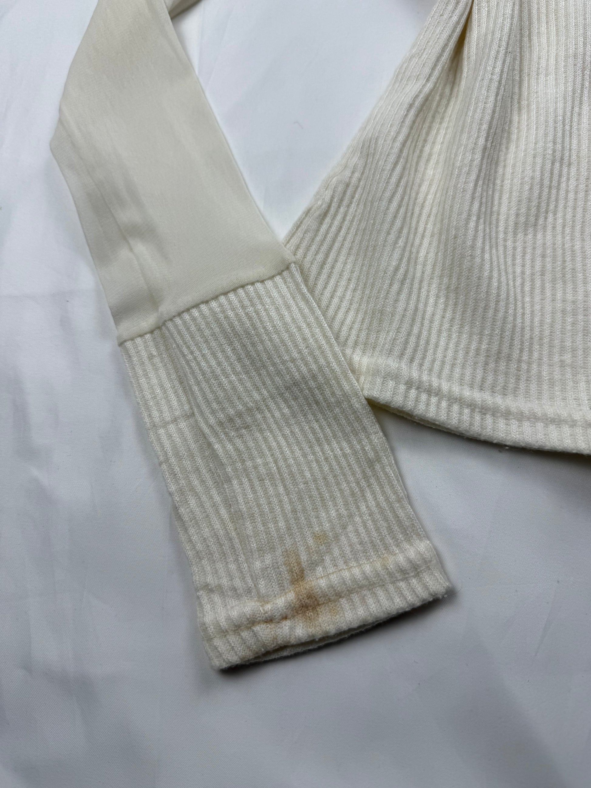 White turtleneck bi fabric mesh jumper (S)
