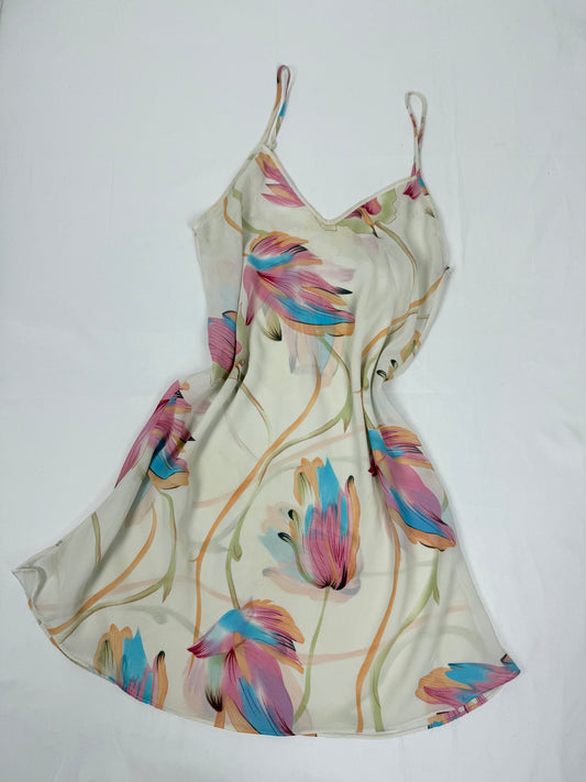 Multicolor floral mesh babydoll mini dress (XXL)