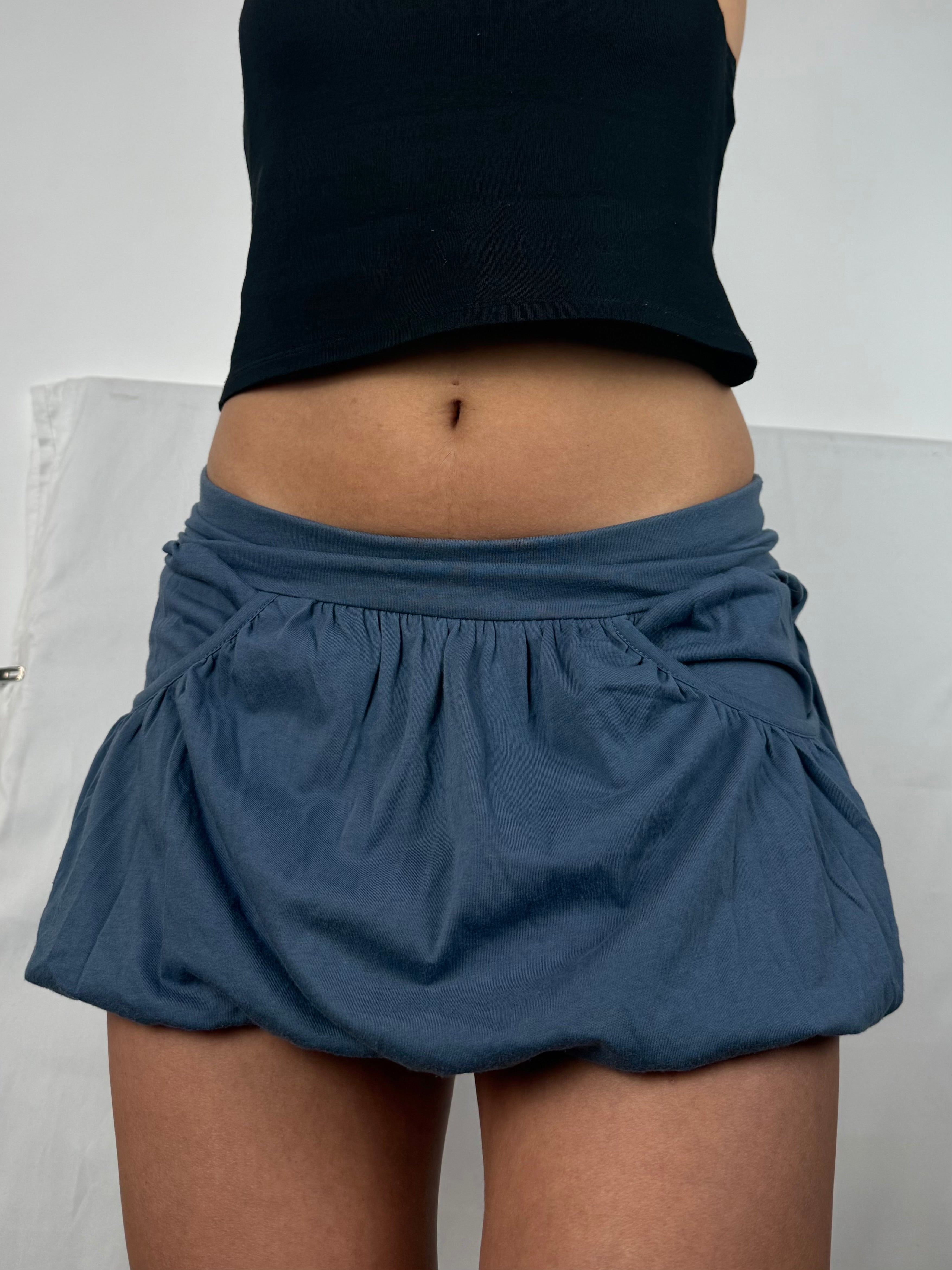 Blue low rise balloon mini skirt (XS/S)