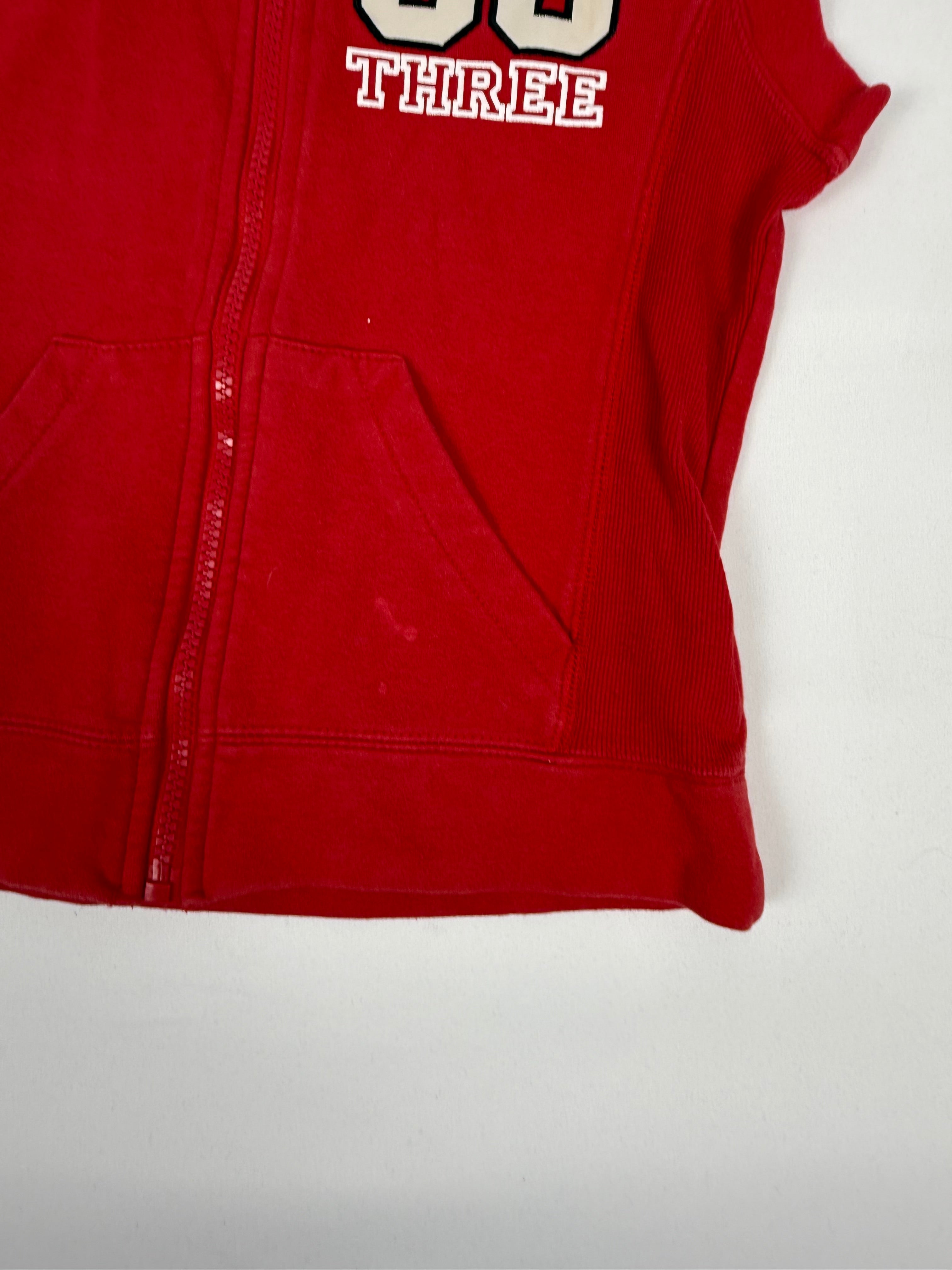 Red zip up hooded top (XS)