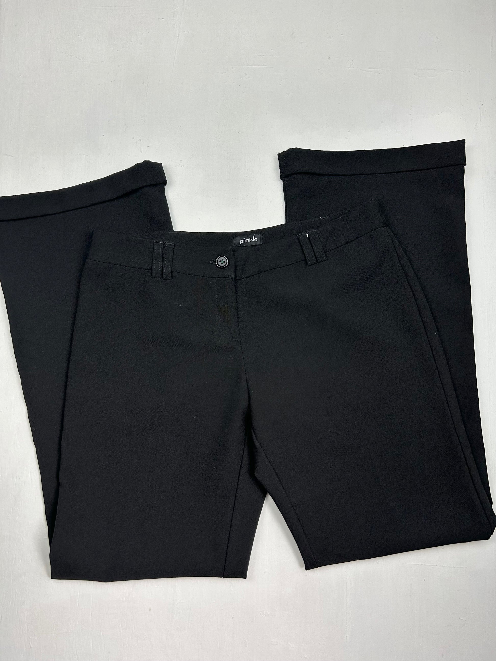 Black low waist flare office pants (S)