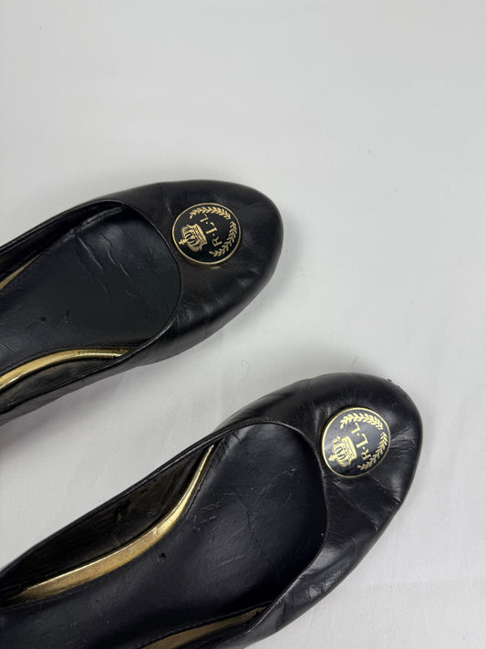 Black real leather ballet flats (37)