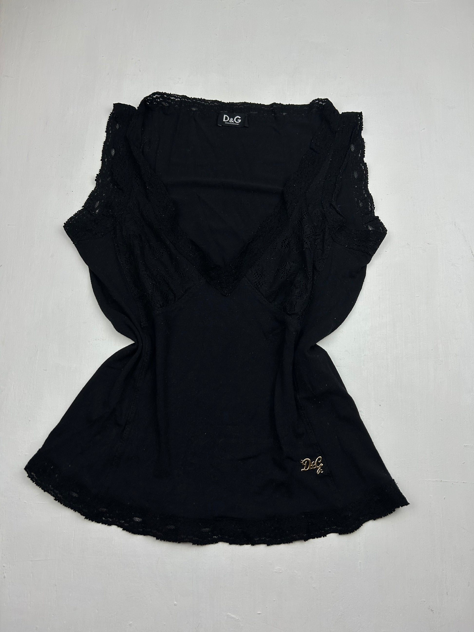 Black lace babydoll tank top (S/M)