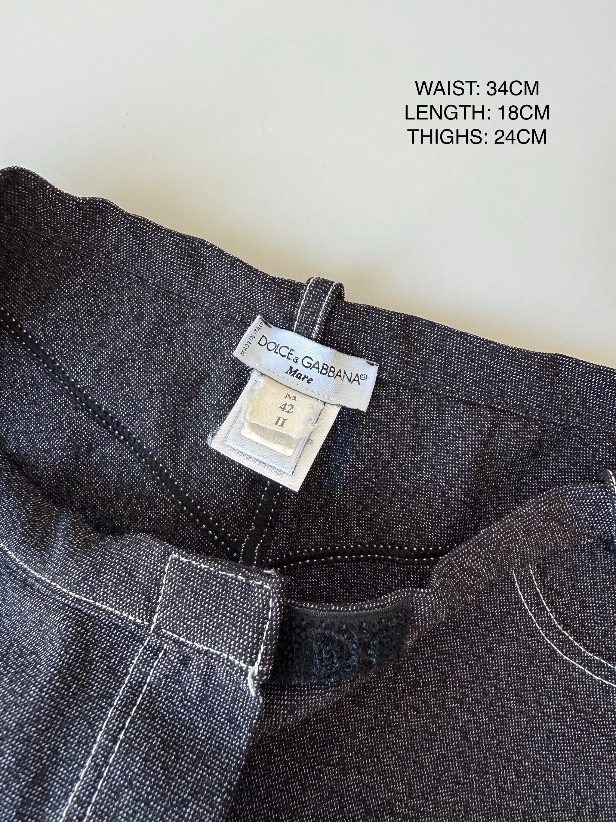 Navy denim low rise micro short (XS)
