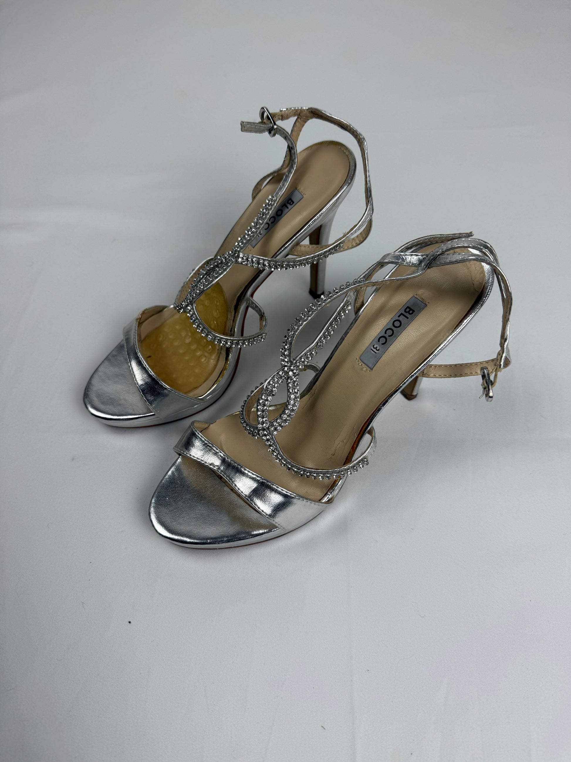 Silver rhinestones high heels (38)