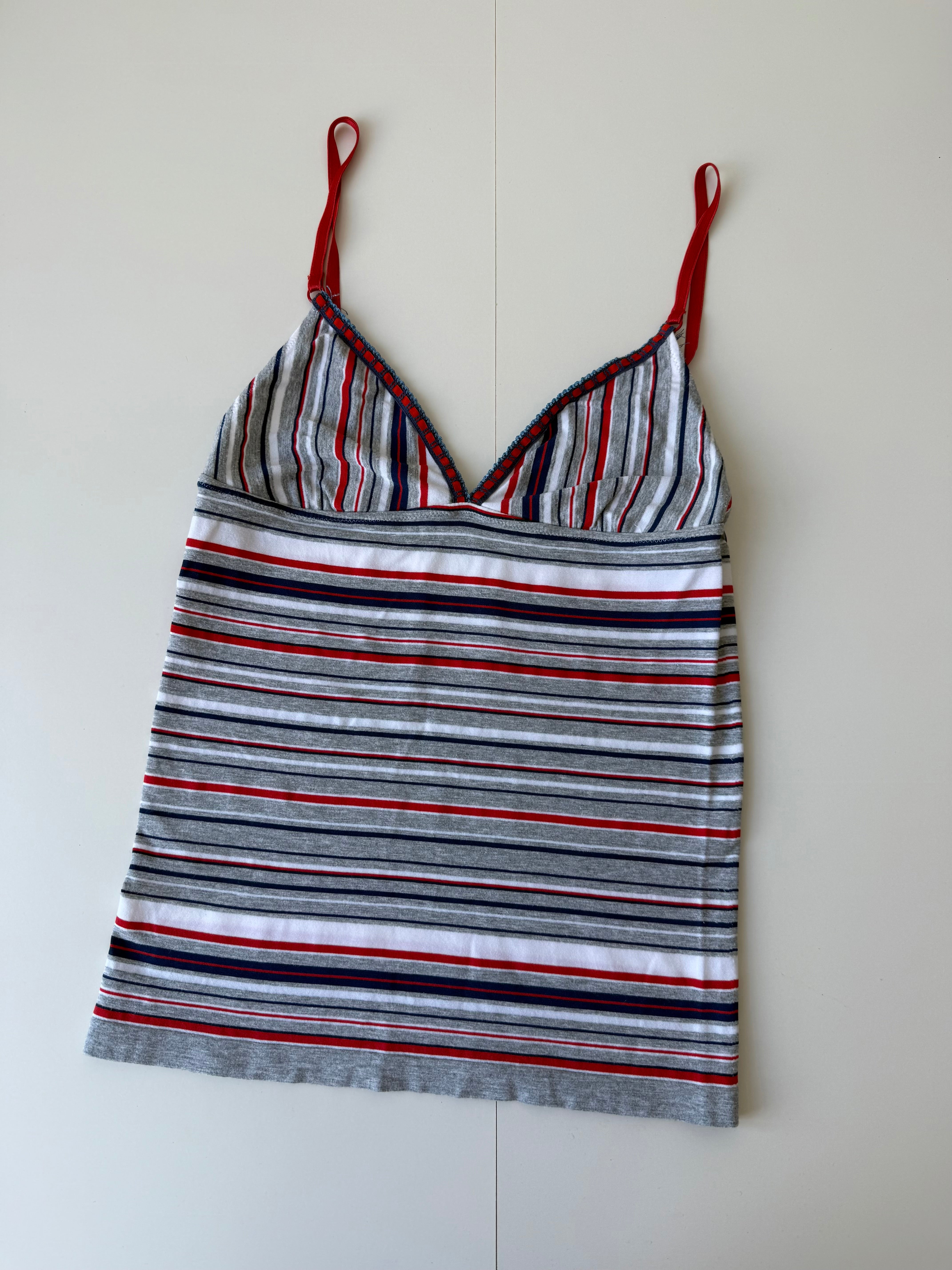 Grey striped cotton stretchy cami top (S)