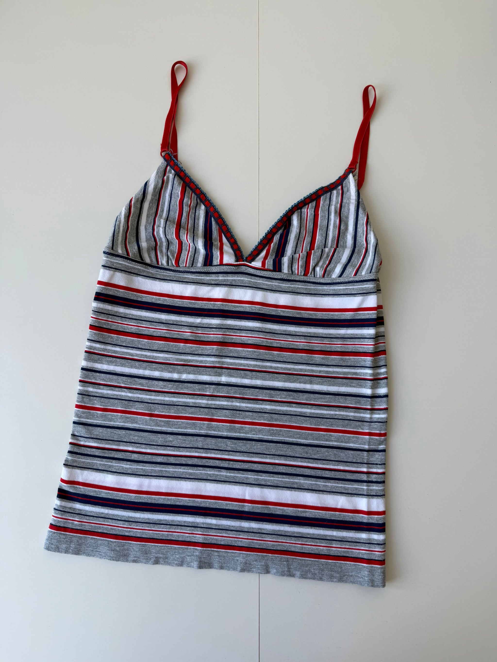 Grey striped cotton stretchy cami top (S)