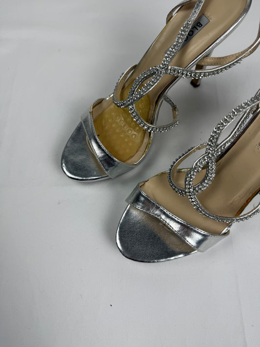 Silver rhinestones high heels (38)