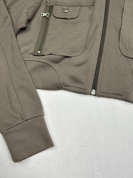 Khaki zip up crop hoodie (S/M)