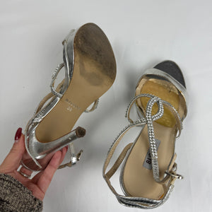 Silver rhinestones high heels (38)