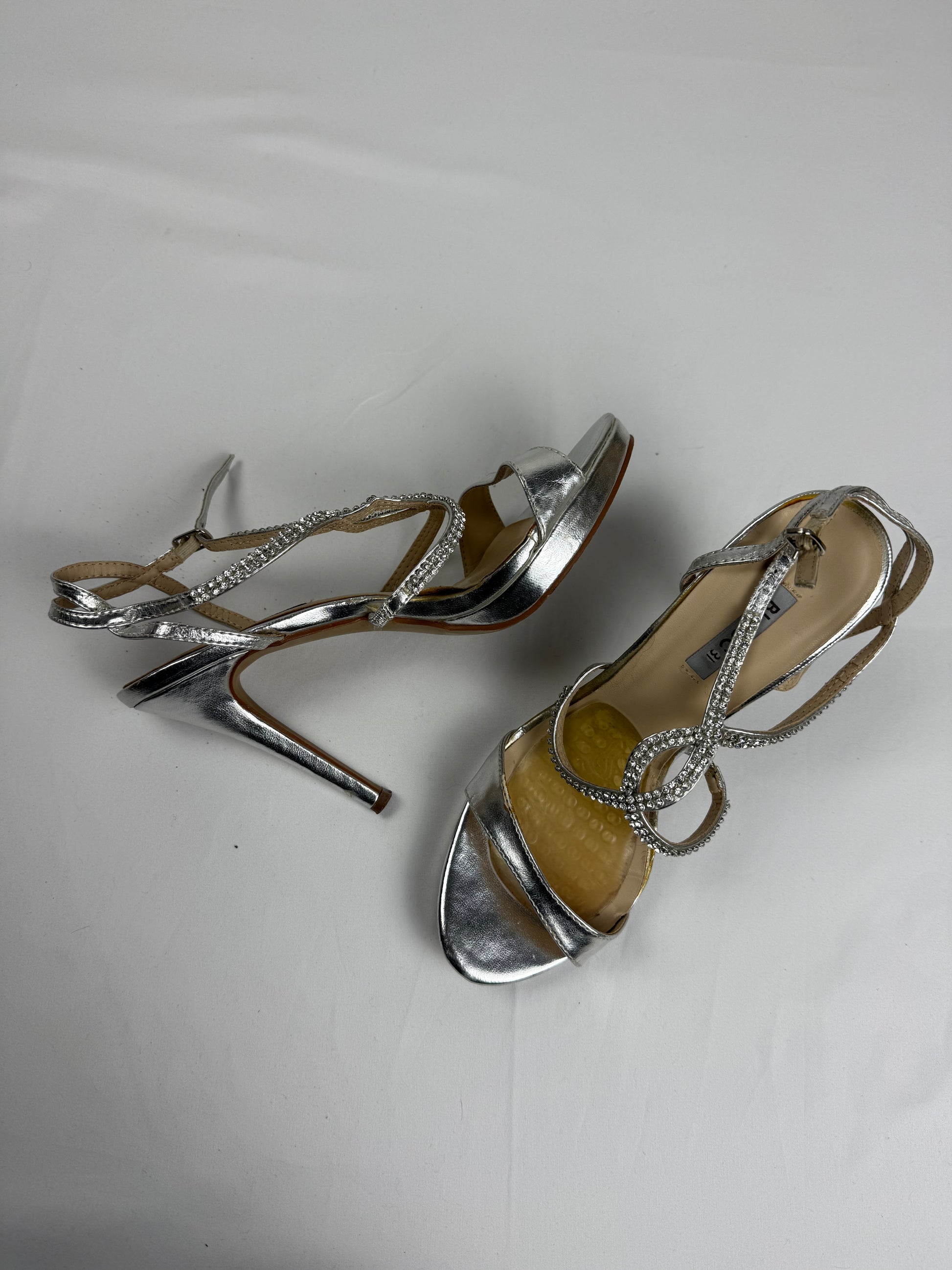 Silver rhinestones high heels (38)