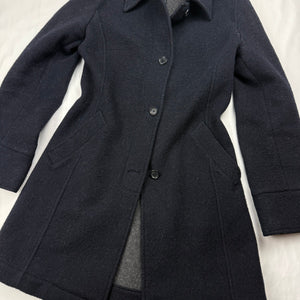 Navy wool tight fit trench coat (S)