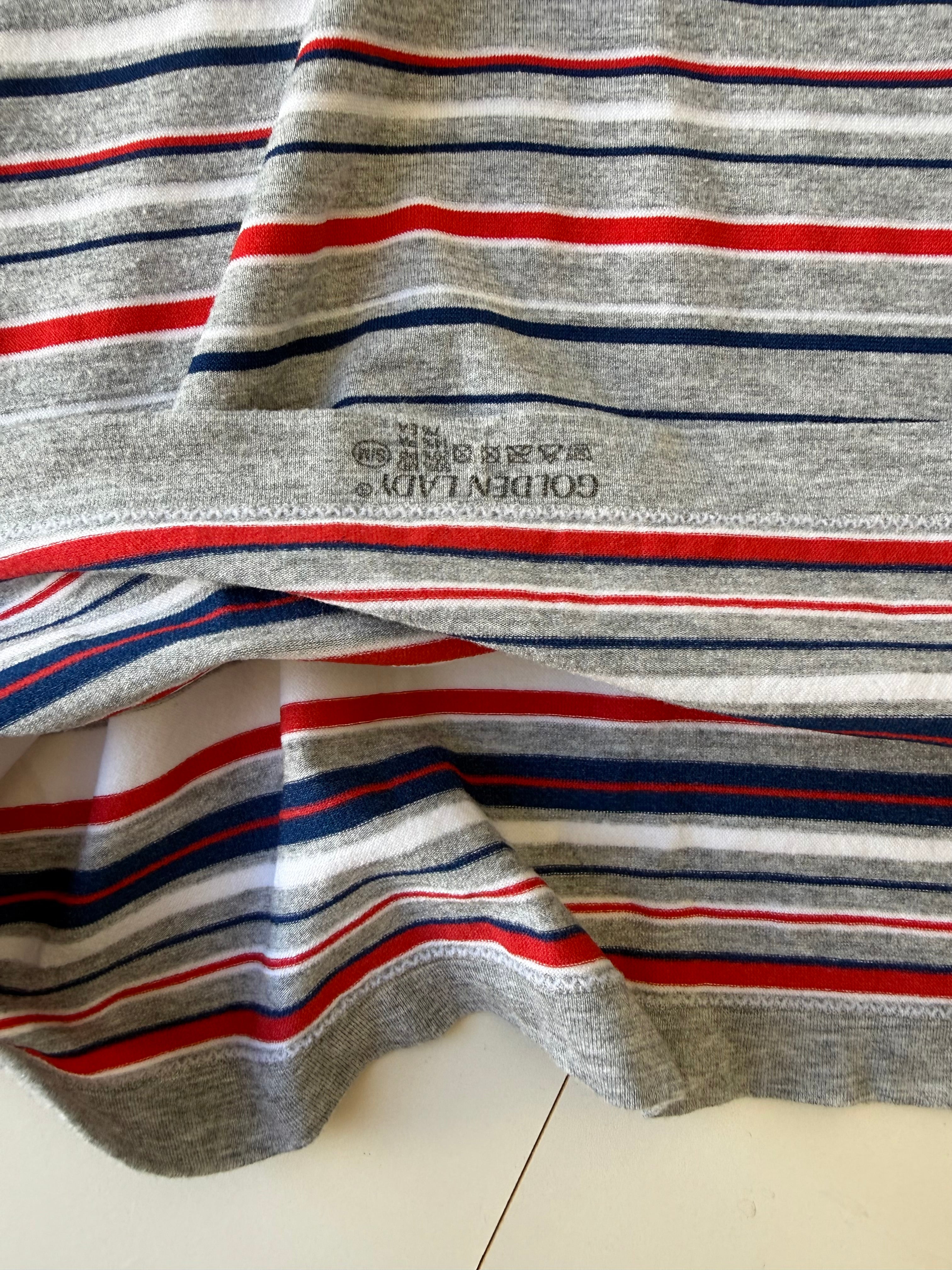 Grey striped stretchy top + shorty set (S)