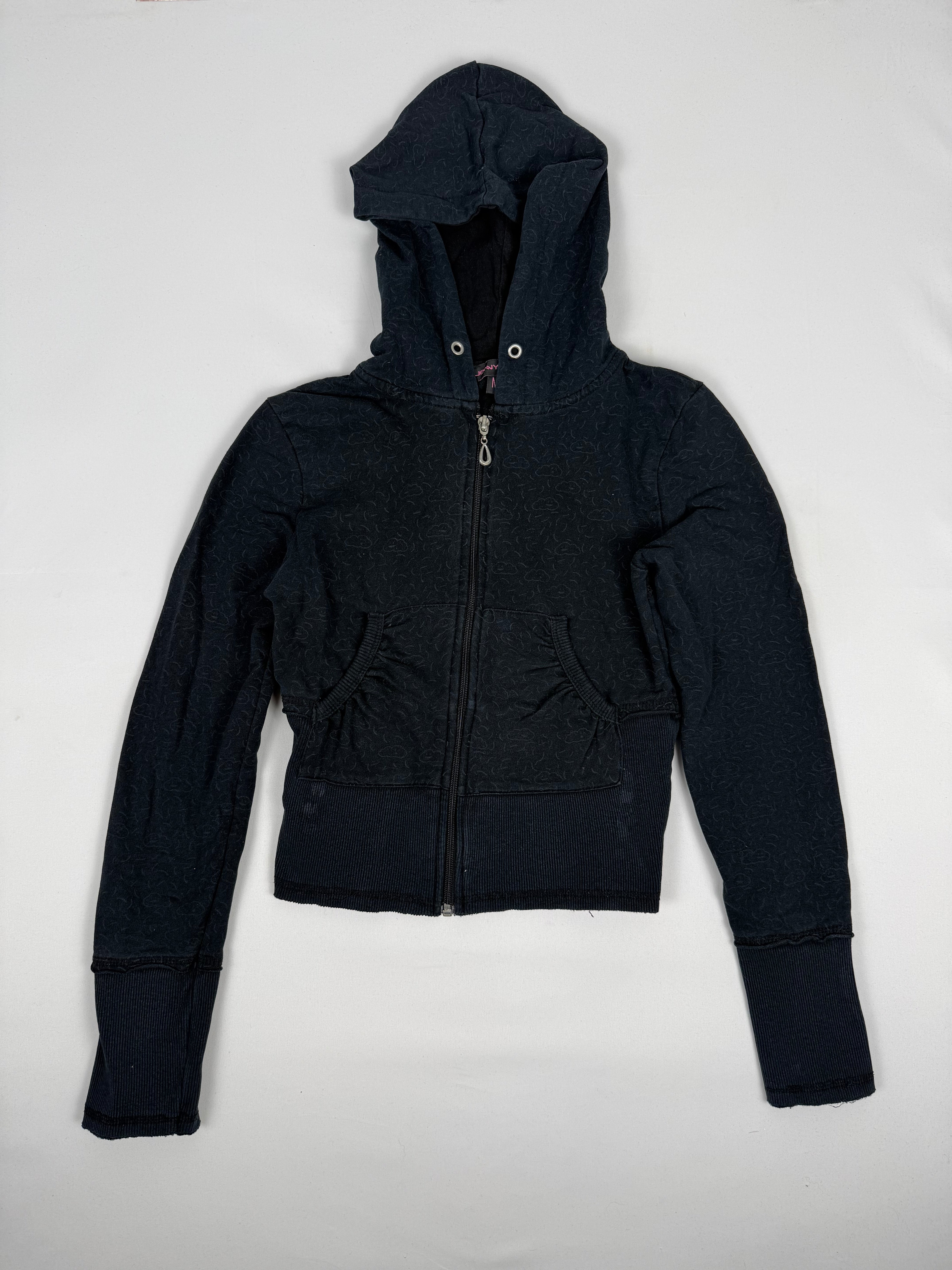 Black zip up cotton hoodie (S)