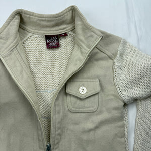 Beige bi fabric knitted zip up biker jacket (XS/S)