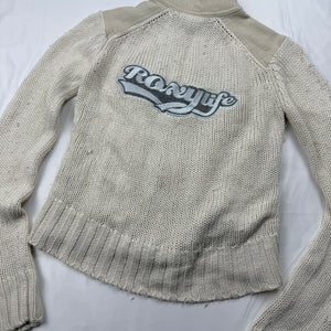 Beige bi fabric knitted zip up biker jacket (XS/S)