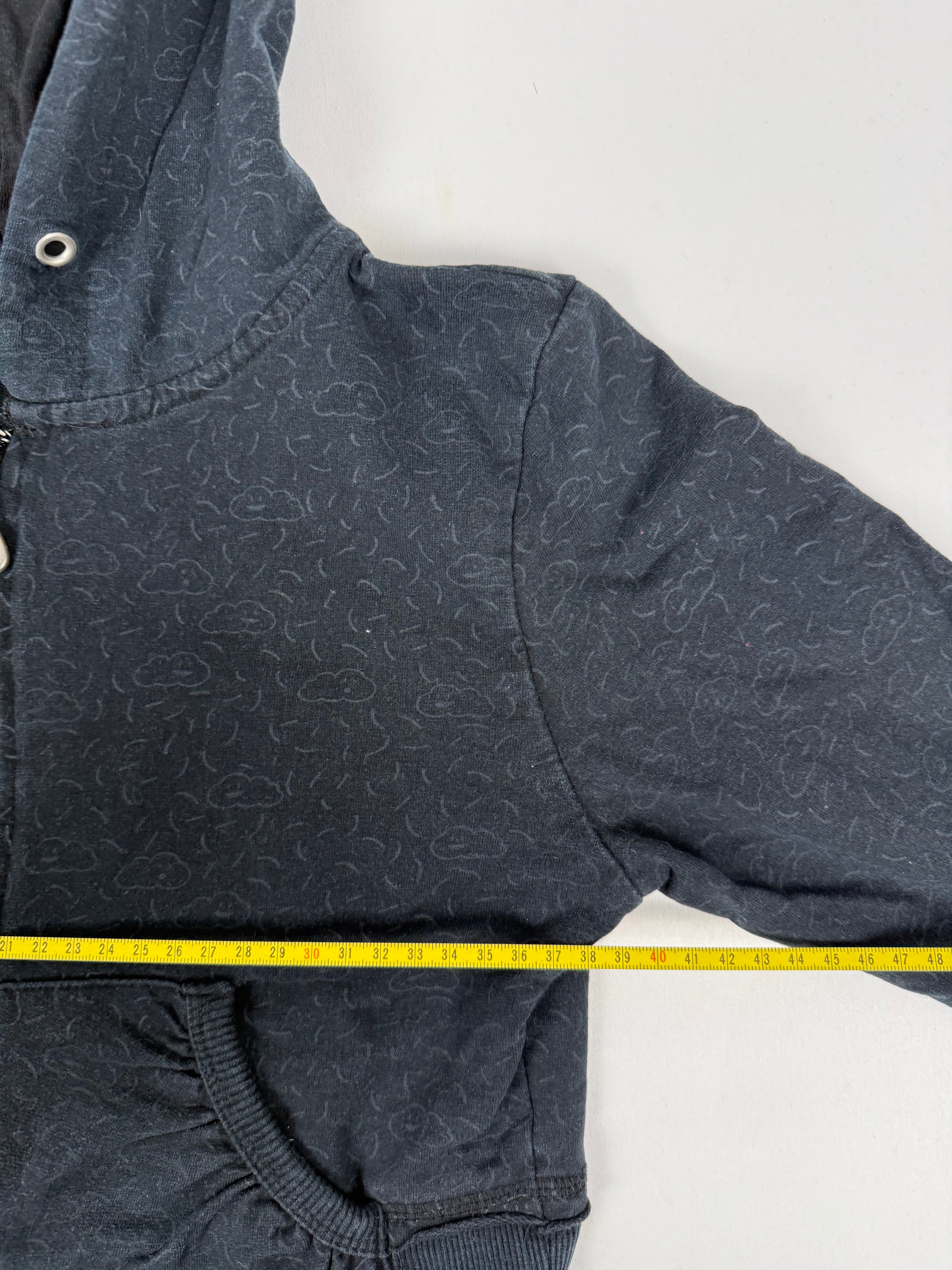 Black zip up cotton hoodie (S)