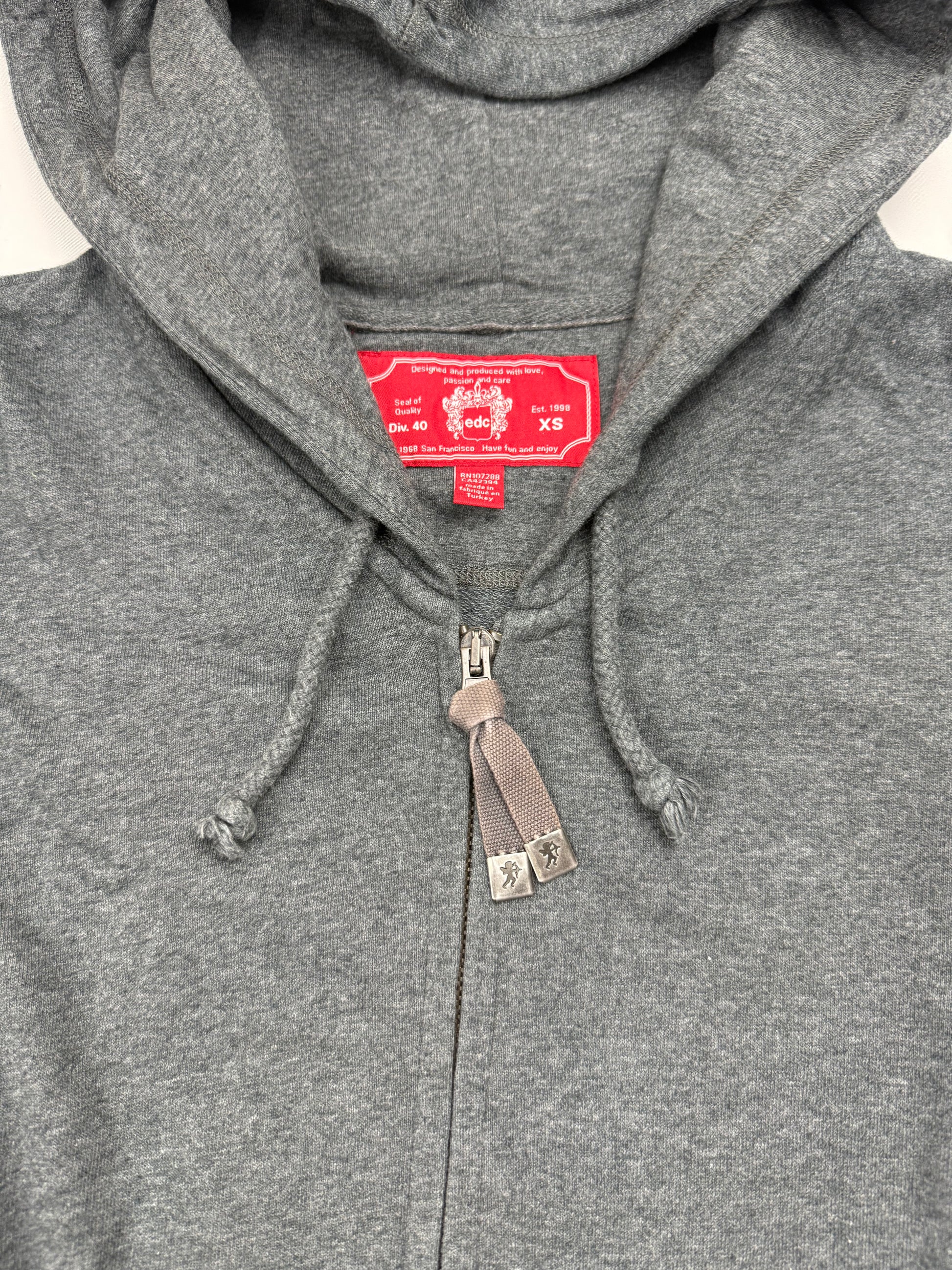 Grey cotton tight fit zip up hoodie (XS/S)