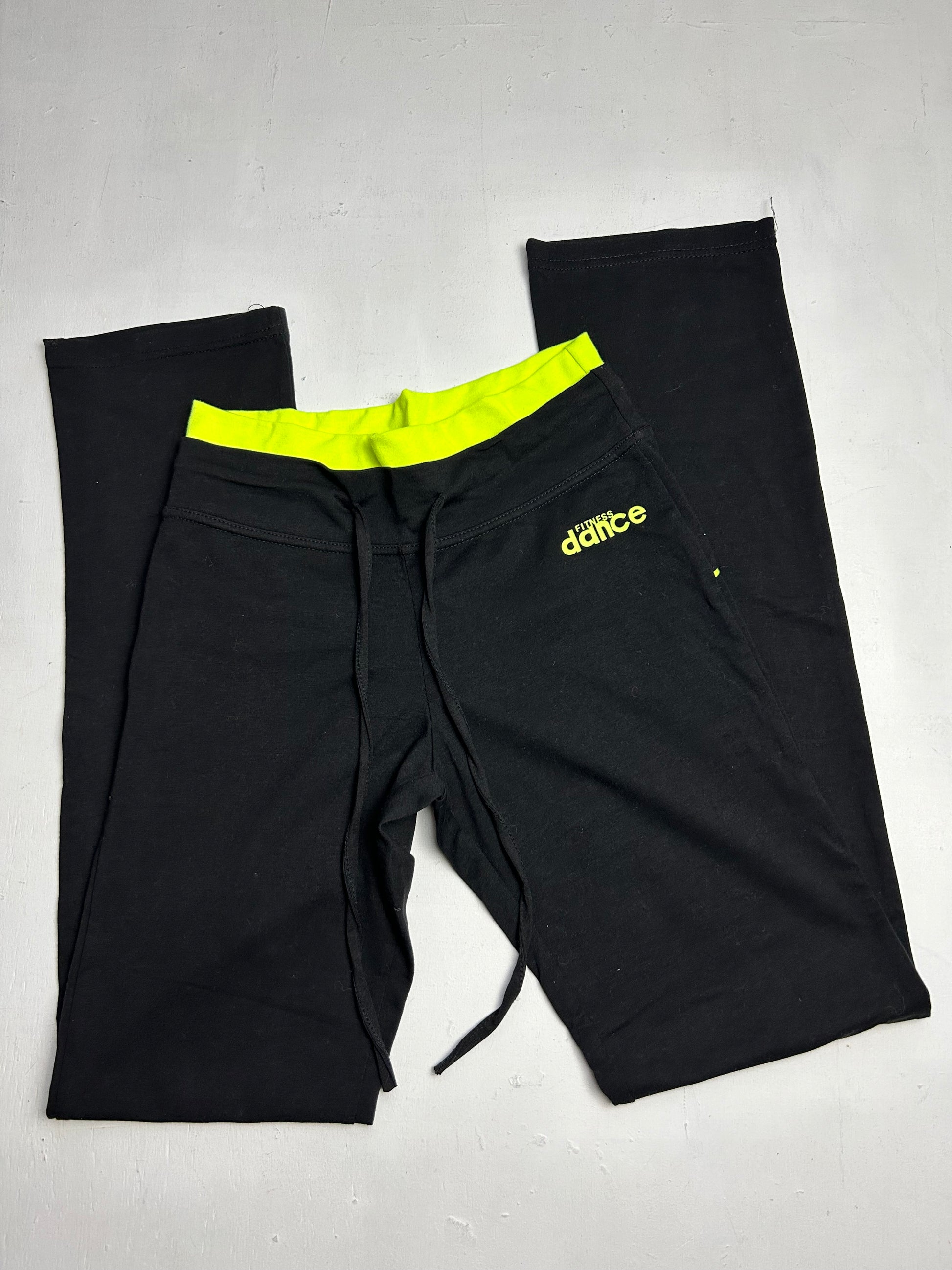 Black & neon green low waist joggers pants (S)