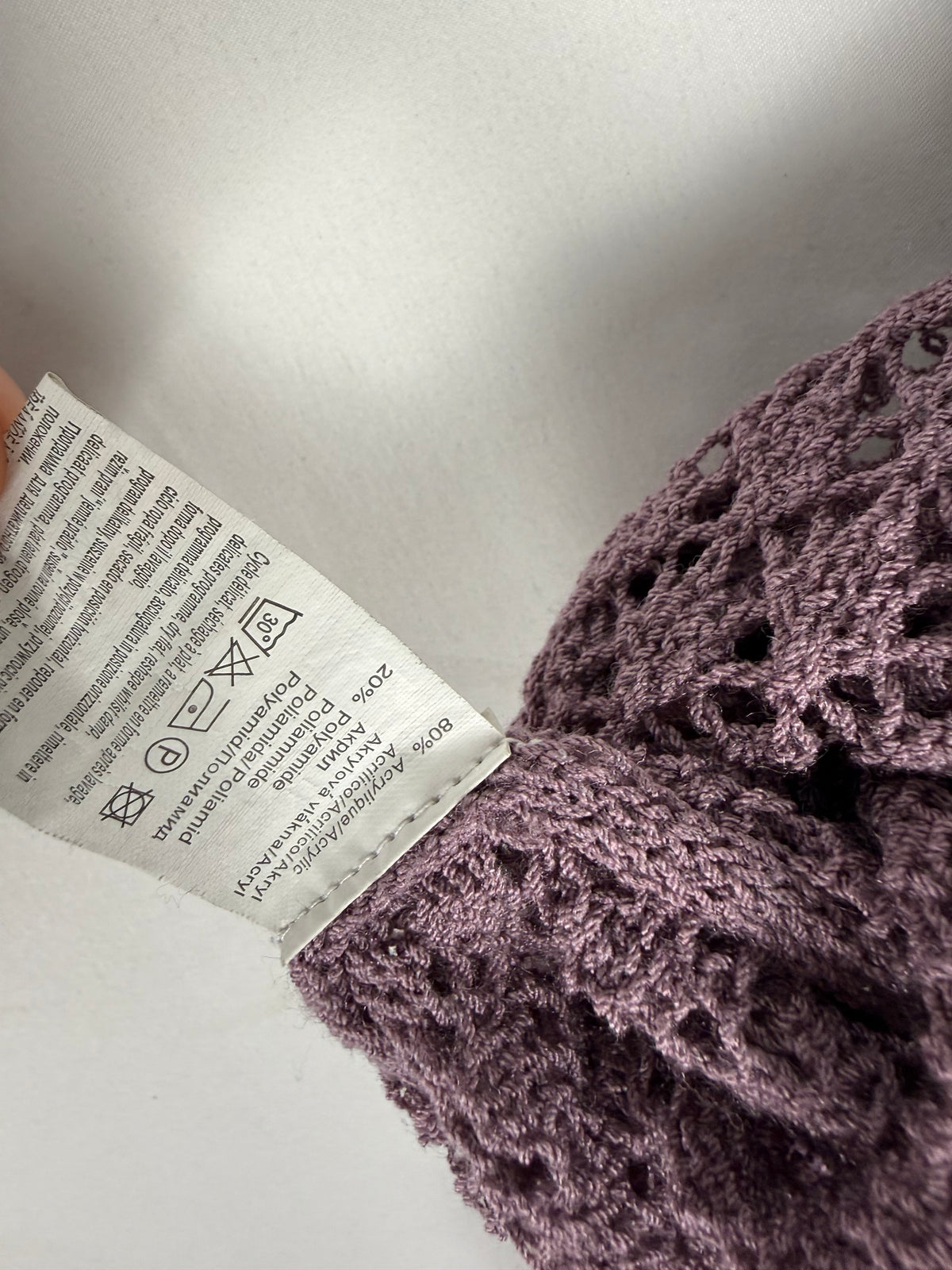 Lilac crochet tie up bolero top (S)