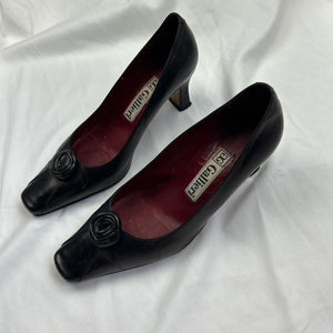 Black 100% leather heels shoes (36)