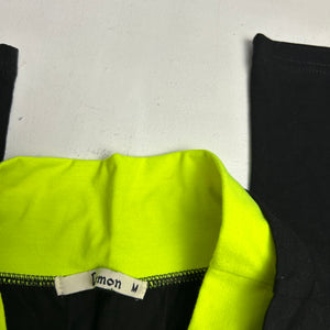 Black & neon green low waist joggers pants (S)