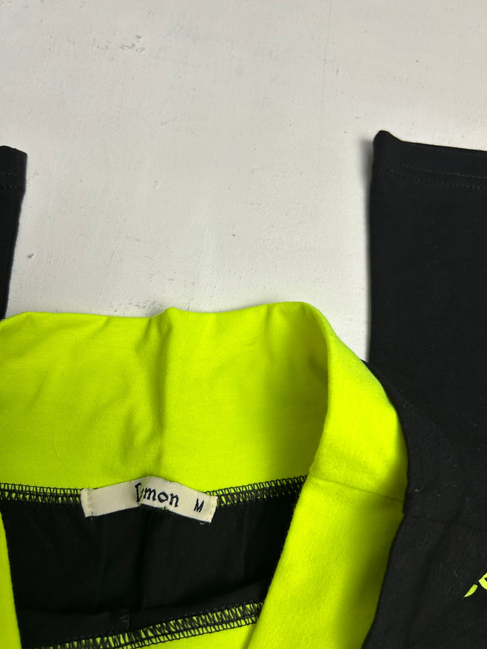 Black & neon green low waist joggers pants (S)