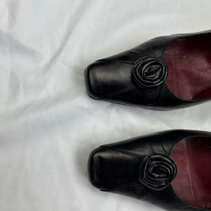 Black 100% leather heels shoes (36)