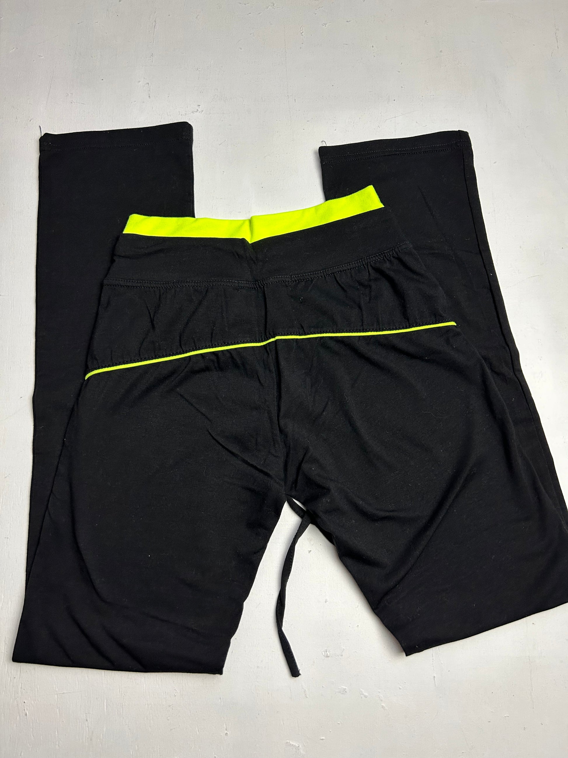 Black & neon green low waist joggers pants (S)