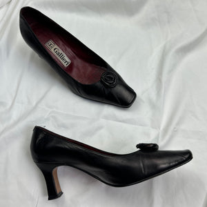 Black 100% leather heels shoes (36)