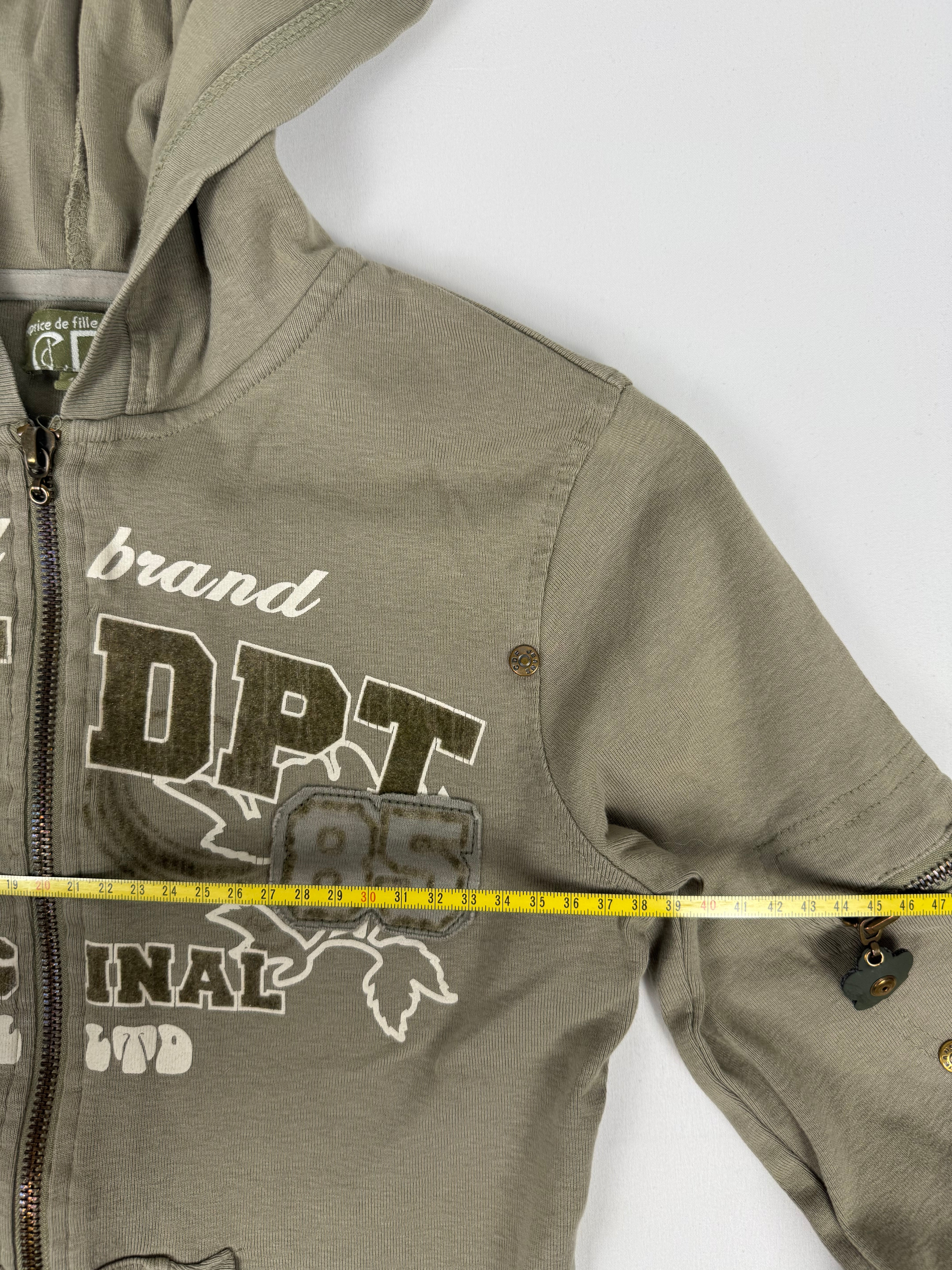 Khaki zip up cotton hoodie (S)