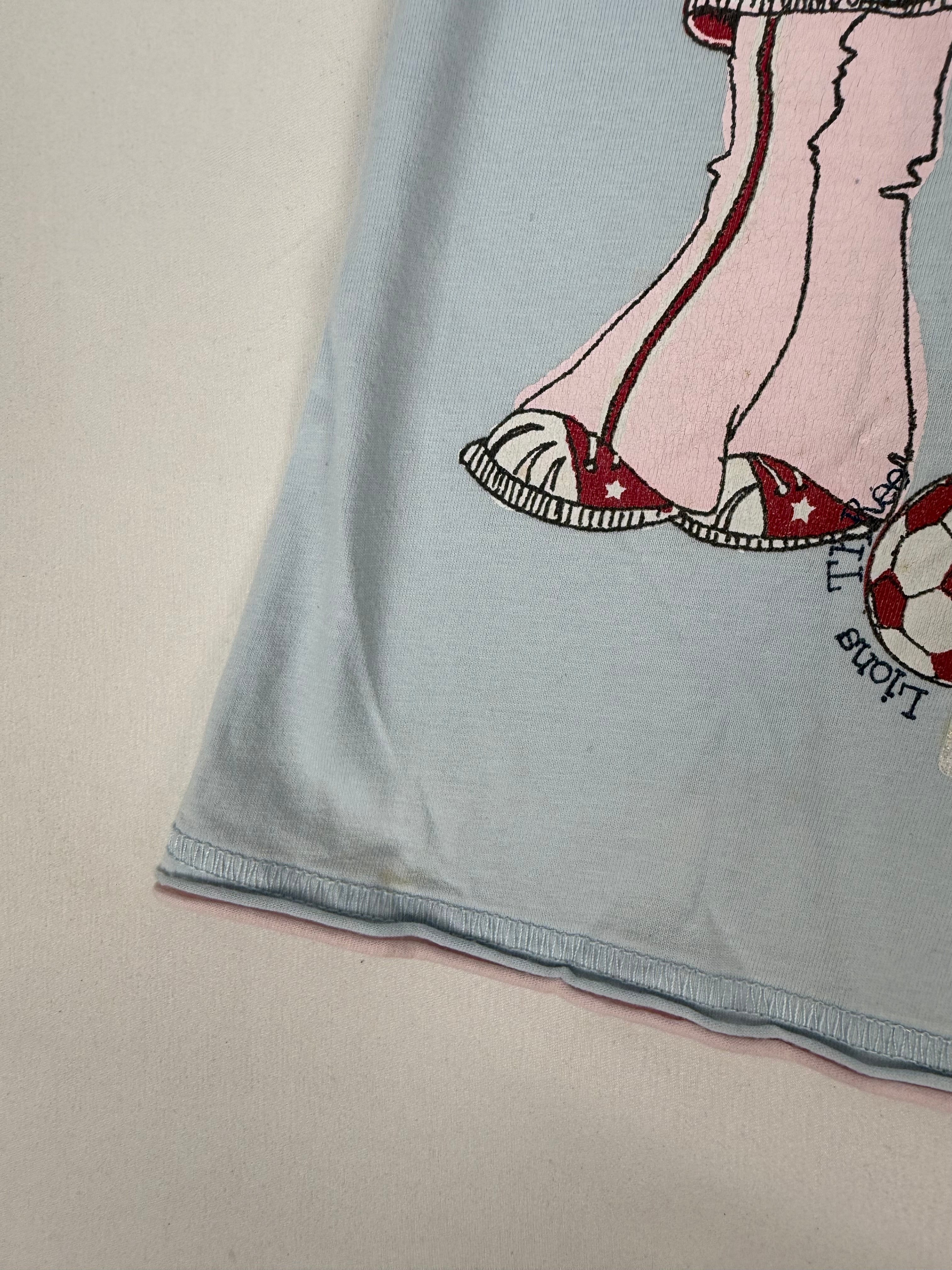 Baby blue cotton graphic tee (S)