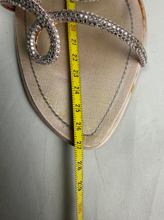Baby pink rhinestones open toes mules heels (41)