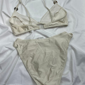 Cream buckle belt bikini set (L)