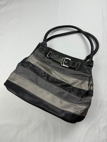 Grey striped uni shoulder bag (33x30cm)