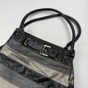 Grey striped uni shoulder bag (33x30cm)