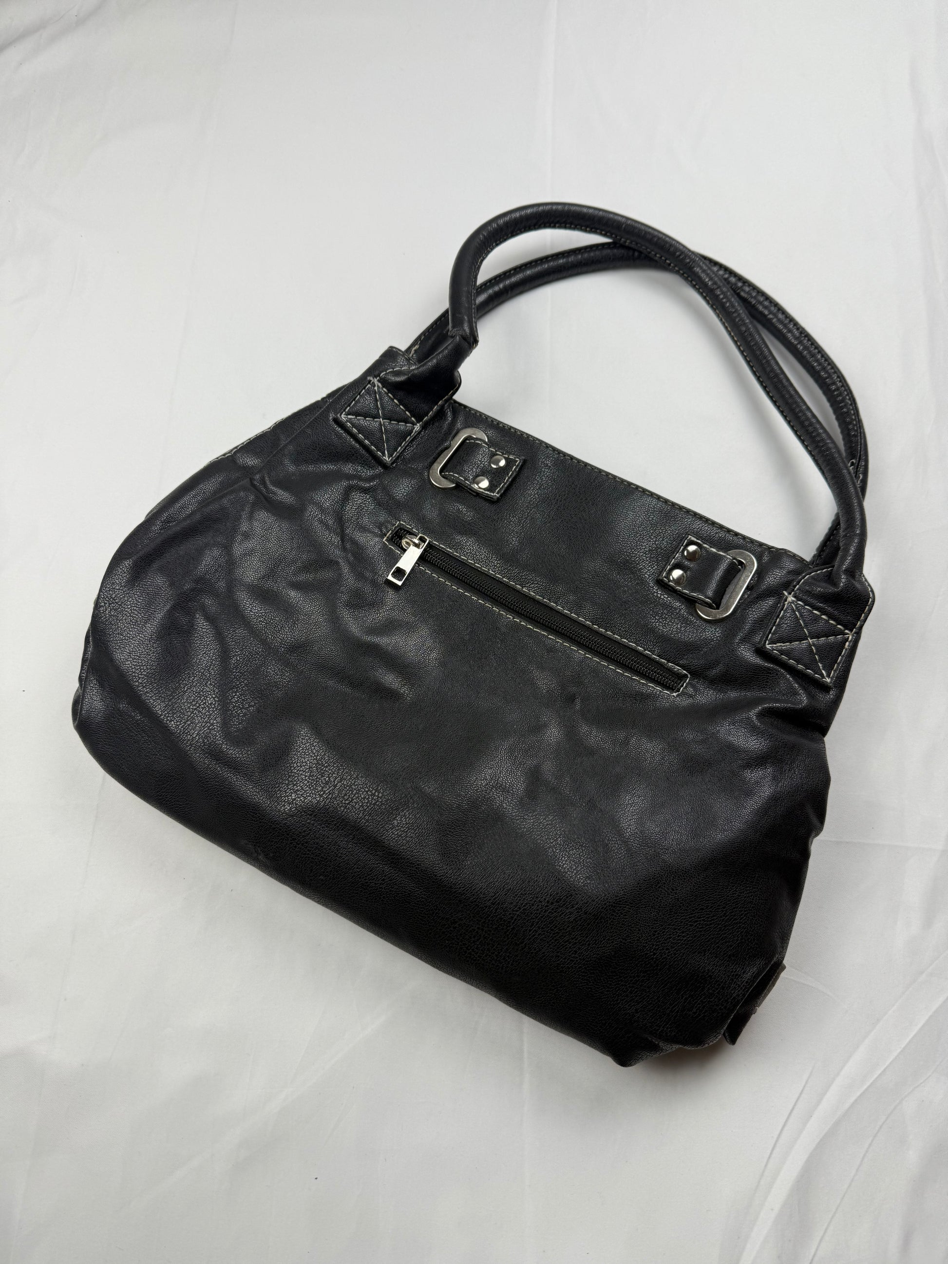 Grey striped uni shoulder bag (33x30cm)