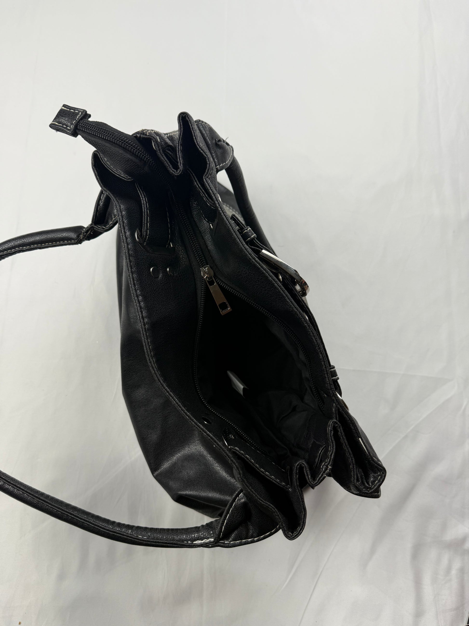 Grey striped uni shoulder bag (33x30cm)