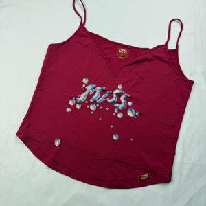 Burgundy graphic lycra cami top (M/L)