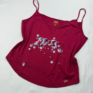 Burgundy graphic lycra cami top (M/L)
