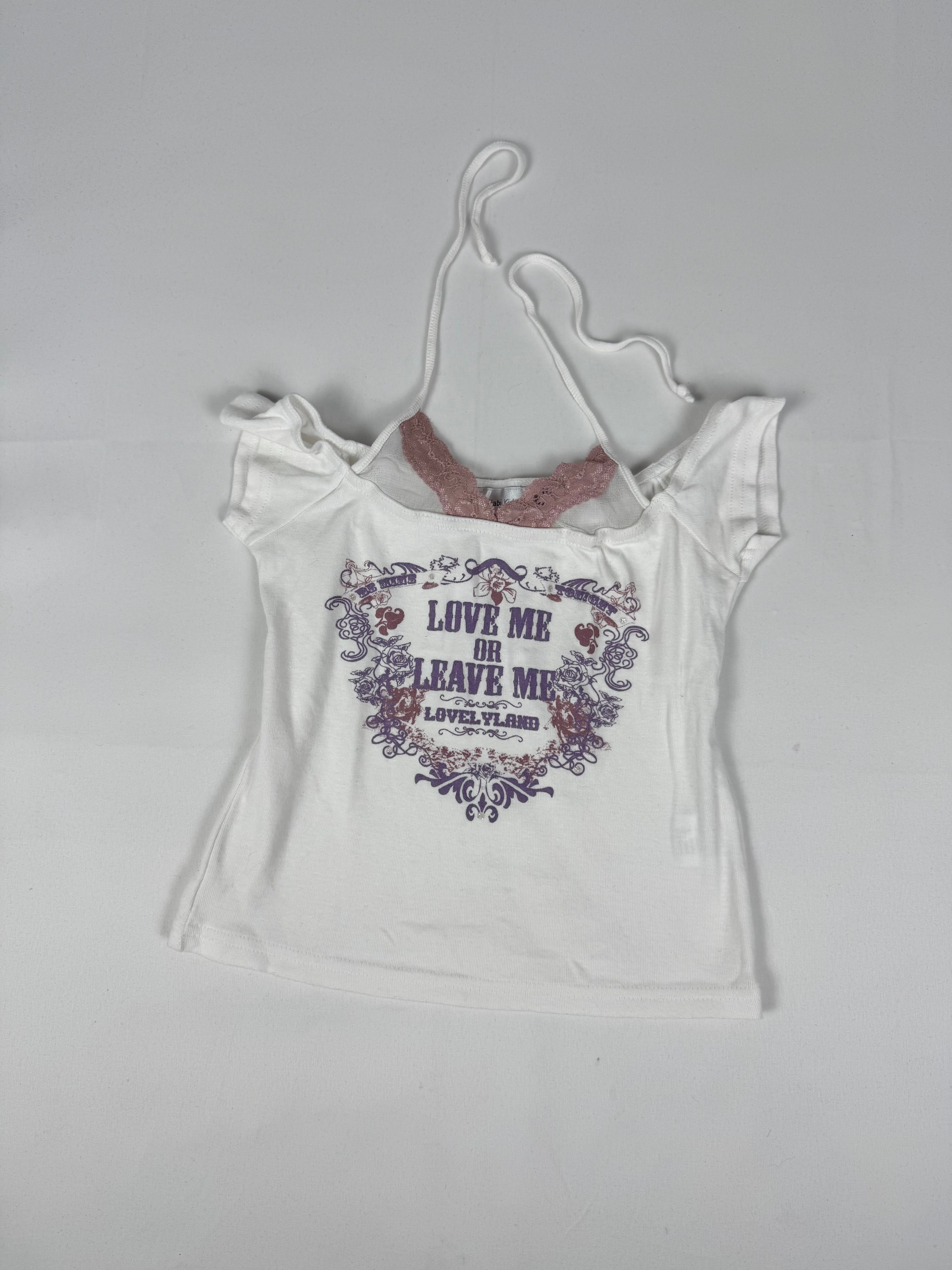 White graphic cotton top (XXS/XS)